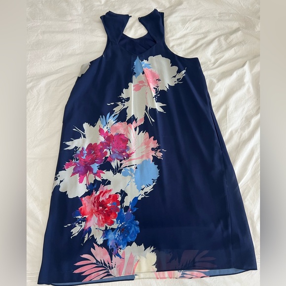 Navy, floral, tank top dress - Picture 2 of 2